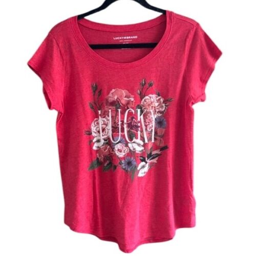 Lucky Brand Womens High Risk Red Floral Graphic Tee