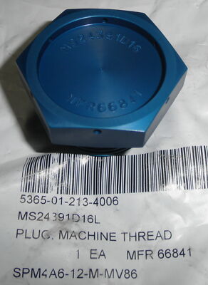 5365-01-213-4006 MS24391D16 MS24391D16L Plug; Machine Thread  AN81416D Plug a...