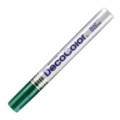 300-4 Marvy DecoColor Opaque Paint Marker, Broad Tip, Green, Pack of 12