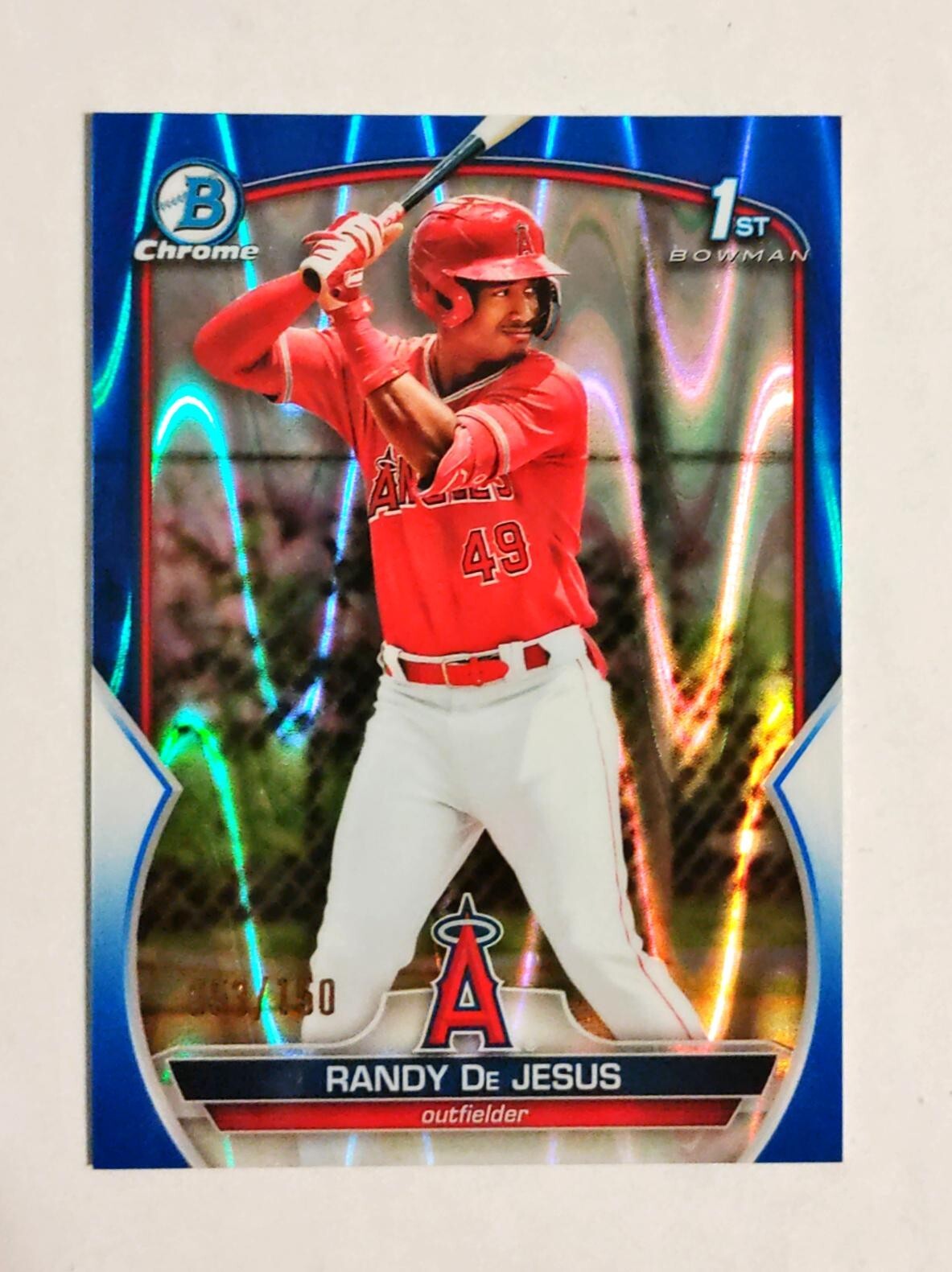 Randy De Jesus 2023 1st Bowman Chrome #BCP-19 BLUE RAYWAVE REFRACTOR 053/150 z80