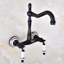 Oil Rubbed Bronze Wall Mount Kitchen Swivel Sink Bathroom Basin Faucet Mixer Tap