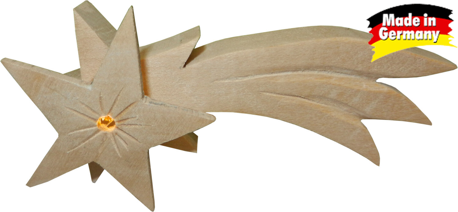 Krippenbeleuchtung - Kometenschweif aus Lindenholz, LED beleuchtet für Krippen