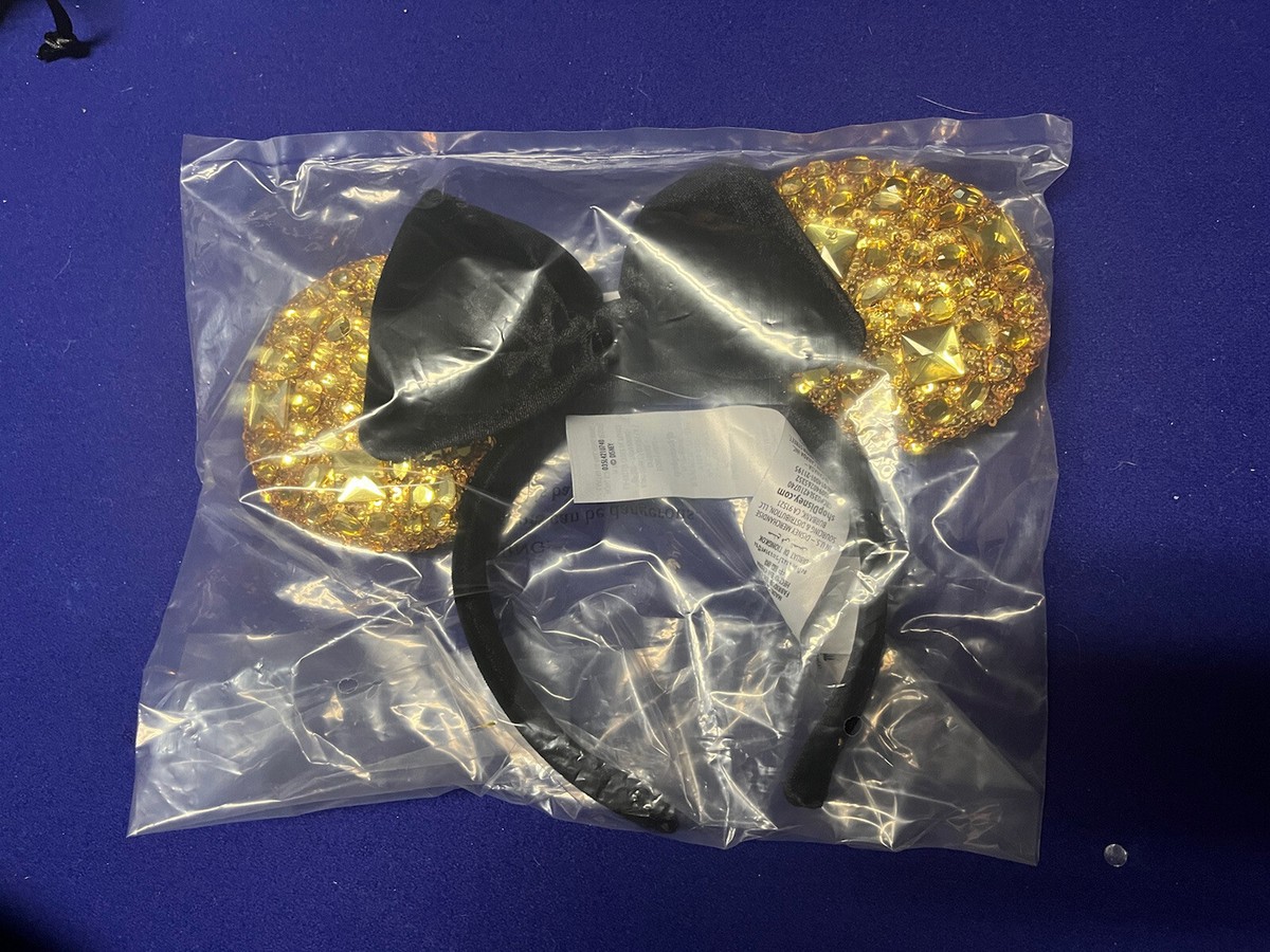 Disney Parks 50th Anniversary Luxe Logo Gold Jeweled Minnie Ears Headband NWT Disney 50th Anniversary Luxe Logo Jeweled | Mercari main image 3