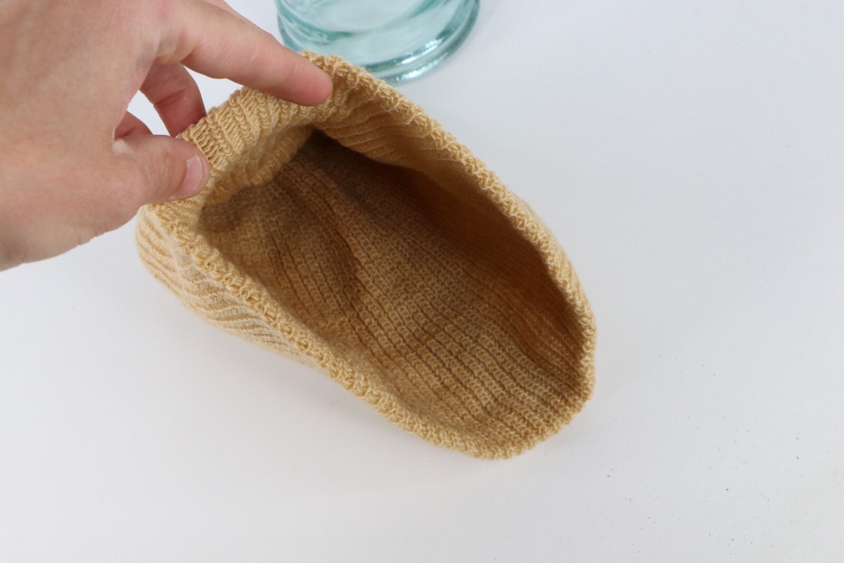NOS Vintage 90s Streetwear Womens Blank Ribbed Knit Winter Beanie Hat Cap Yellow Vintage Nike Swoosh 90 main image 3