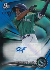 ⚾️ 2022 BOWMAN PLATINUM AUTO BLUE - GEORGE FELIZ /150 #TOP-77 SEATTLE MARINERS