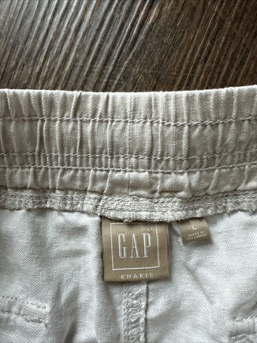 Gap Womens Shorts Size Large Beige Linen Drawstring Waist Pockets Classic Casual - Picture 4 of 4