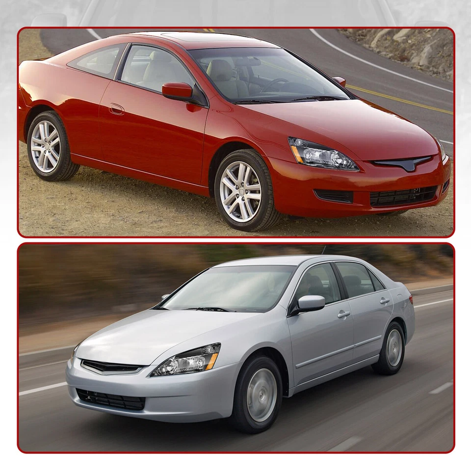 Headlights Assembly Headlamps For 03-07 Honda Accord Black Housing Amber Corner - Image 2 of 4