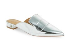 NEW IN BOX Tory Burch Rosalind Metallic Leather Flat Slipon Mules Women Shoe 7.5