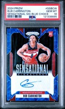 2024 PANINI PRIZM SENSATIONAL SIGNATURES BLUE CHOICE BUB CARRINGTON 2/49 PSA 10