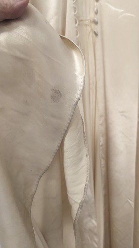 Elegant Antique SILK SATIN Champagne WEDDING ? DRESS , TRAINED Ivory 1920s Vtg - Picture 11 of 13