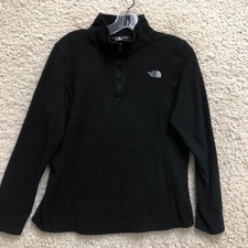 The North Face Sweater Large Adult Black Glacier Fleece 1/4 Zip Pullover Womens
