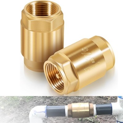 2Pack 3/4 Inch IPS 20403LF In-Line Check Valve Brass Spring Loaded Inline 200PSI