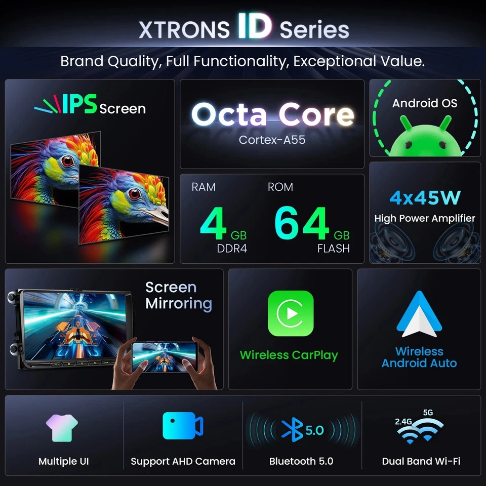 DAB+ Android 14 4+64GB Autoradio Carplay GPS Für VW Golf 5 6 Touran Tiguan Polo - Bild 3 von 4