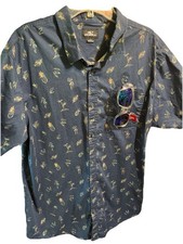 O'Neill Shirt Mens Large Blue Short Sleeve Button Up Cotton Hawaiian Relax