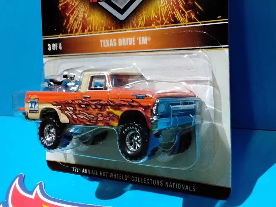 2017 HOT WHEELS 17th ANNUAL COLLECTORS NATIONAL TEXAS DRIVE EM ORANGE PICKUP - Image 4 of 4