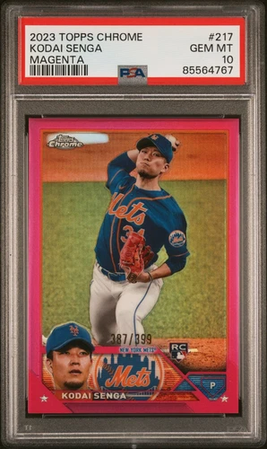 2023 Topps Chrome - Kodai Senga #217 Magenta Refractor /399 (RC) PSA 10
