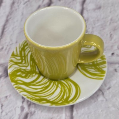 Iittala Aika Espresso Cup & Saucer Graphic Lime Green With Abstract Design by He