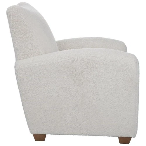 Uttermost Teddy Modern Wood and Fabric Shearling Accent Chair in White - Picture 4 of 8
