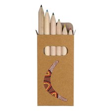 6 x 'Decorative Boomerang' Short 85mm Pencils / Coloured Pencil Set PE00088806 