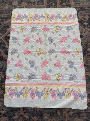 Vintage Baby Receiving Blanket Flannel Bunny Horse Elephant Cozy Handmade