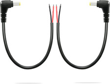 2 Pack 90 Degree DC Power Pigtails Cable, DC 5.5MM X 2.5MM Male Plug