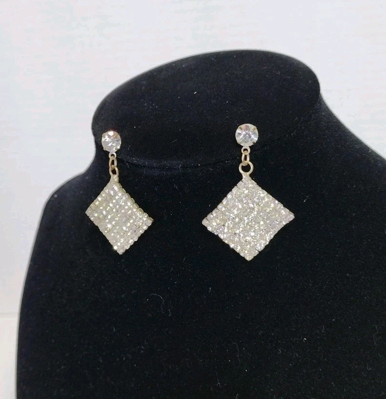 Pendientes Colgantes De Cristal Transparente Y Strass | Plata Bañada En Rodio | Perfectos Para Bodas