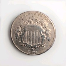 1870 Shield Nickel Without Rays High Grade Coin