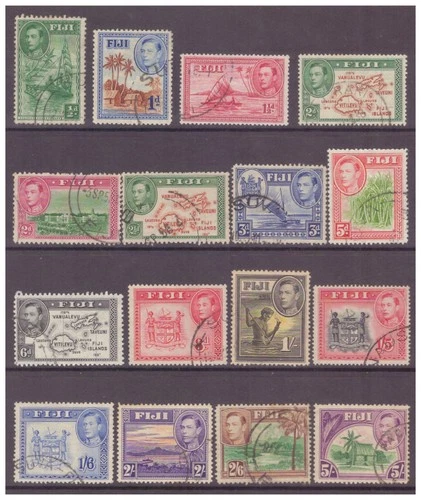 Fiji GVI 1938-1950 Pictorial Definitive set to 5/- used (1 x 5d only)