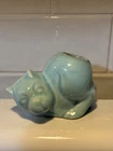Vintage Mid Century Pottery Blue Arched Cat Succulent Planter ? McCoy Very Cool