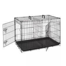 New w Top Paw Dog Crate Med/Large 36" Double Door Folding Wire With Divider Tray