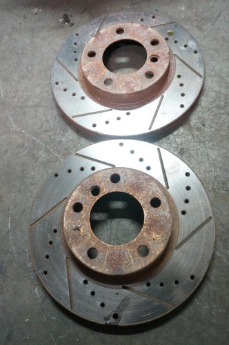 Aftermarket BMW E46 Drilled and Slotted Front Brake Discs Rotors 99-00 323i 328i