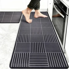 Kitchen Mats For Floor 2 Piece Cushioned Anti Fatigue Kitchen Plaid Rugs Set ...