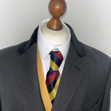 Savoy Taylors Guild X Moon Mens 42R Grey Overcoat Velvet Collar Covert Paddock