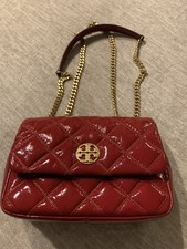 Tory Burch Willa Shine Small Shoulder Bag In Leather/Gold/Red 152051 NWT $645