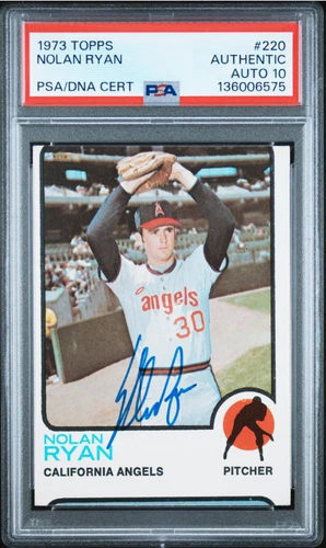 1973 Topps Nolan Ryan Signed Baseball Card #220 PSA/DNA Certified 10 Auto HOF MC