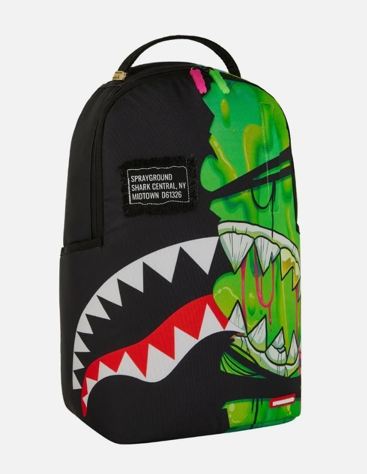バッグ SPRAYGROUND Sprayground Zombie Ooze Shark Central Unisex OS Black Green