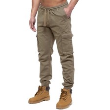 Enzo Mens Cargo Joggers Elasticated Waist Military Combat Trousers Cuffed Pants