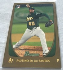 2011 Bowman Draft Baseball Fautino de Los Santos Oakland Athletics Gold Rookie