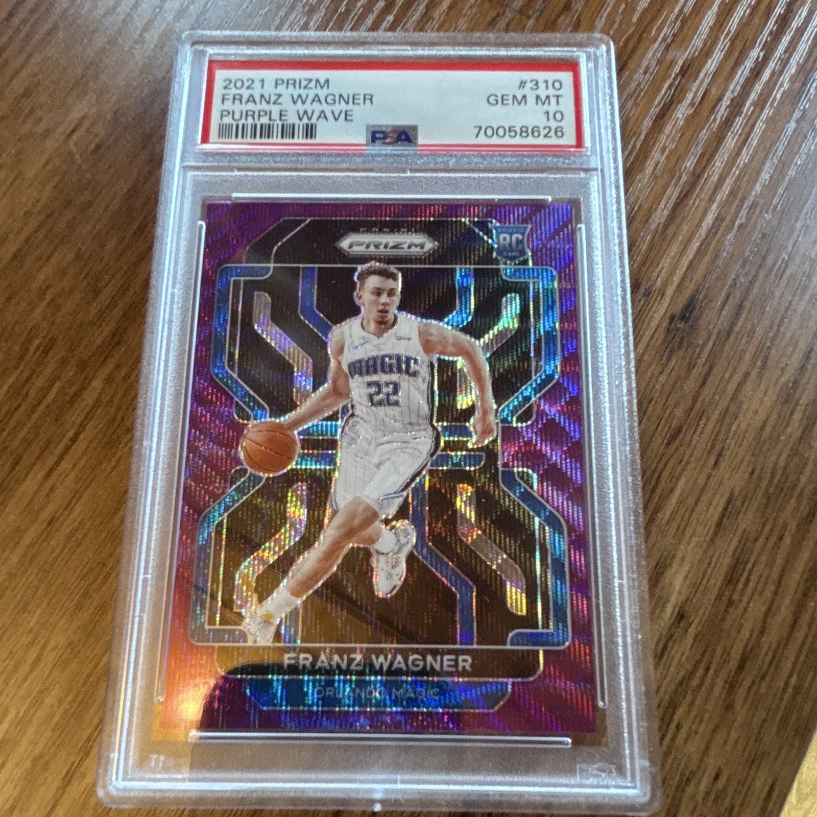 Panini Prizm 2021-22 Franz Wagner #310 Purple Wave Prizm RC PSA 10