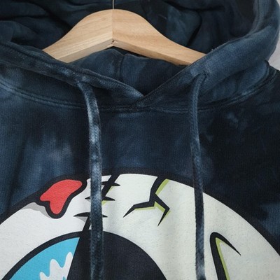 Mishka Hoodie Mens Medium Blue Eyeball Skull Graphic Tie Dye
