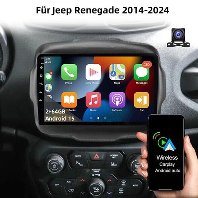 9'' Für Jeep Renegade 2014-2024 2+64GB Android 15 Carplay Autoradio GPS Navi +KAM