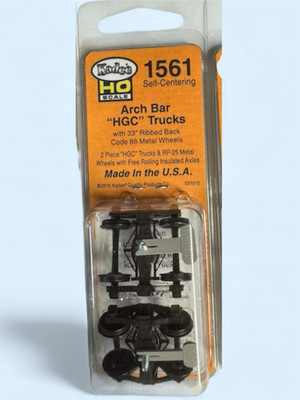 Kadee HO #1561 Arch Bar Self-Centering HGC Trucks  33'' Ribbed-Back