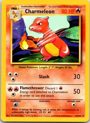 Charmeleon Uncommon Base Set Regular 024/102 LP