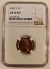 1947-S NGC MS 66 RD LINCOLN WHEAT CENT PENNY CERTIFIED! BEAUTIFUL COIN!