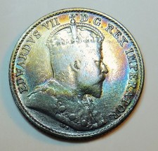 1906 Canada Silver 5 Cents Rainbow Album Toning