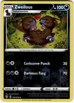 Pokemon Zweilous Darkness Ablaze 109 Reverse Holo English
