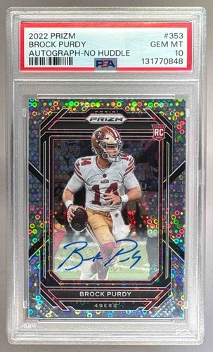 Brock Purdy 2022 Panini Prizm #353 No Huddle Rookie Auto RC PSA 10