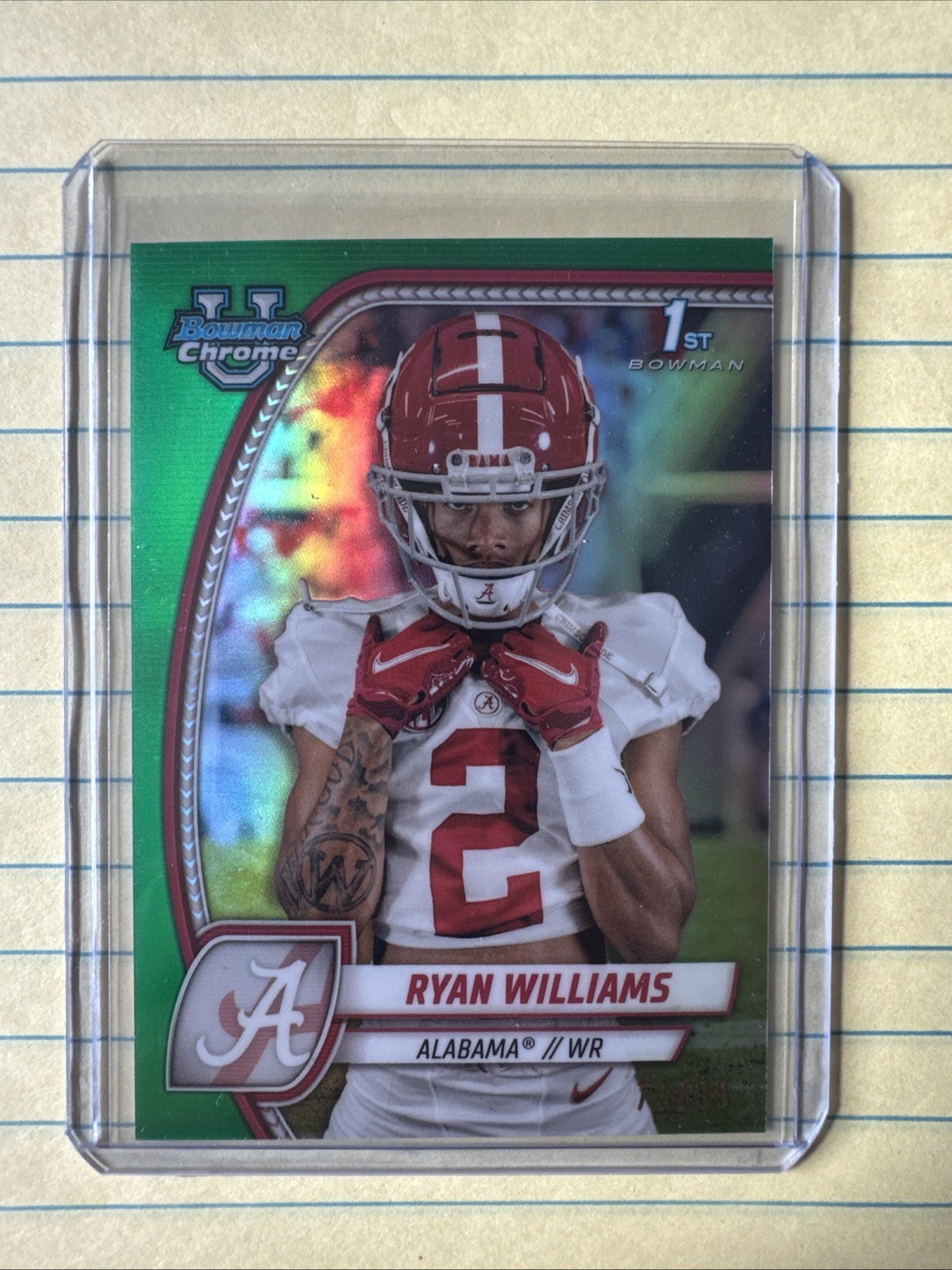 Ryan Williams 2024 Bowman University Chrome 1st Green Refractor /99 #53