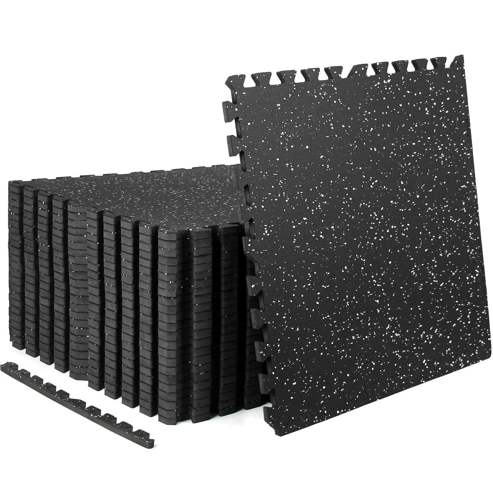 24-Pack 0.56in Rubber EVA Interlocking Gym Mats 96sqft 24x24 Black/White Home