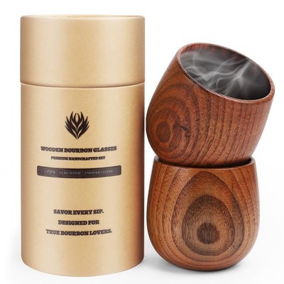 Charred Wooden Whiskey Drinking Glasses, Bourbon Gifts for Men | Dad | Brothe...